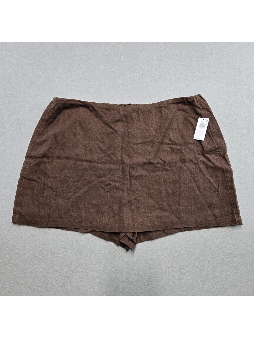 Old Navy Linen Blend Pull On Skort Womens L Brown Rayon Elastic Waist 898246 NWT